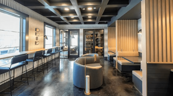 Business center with private conference rooms and work areas